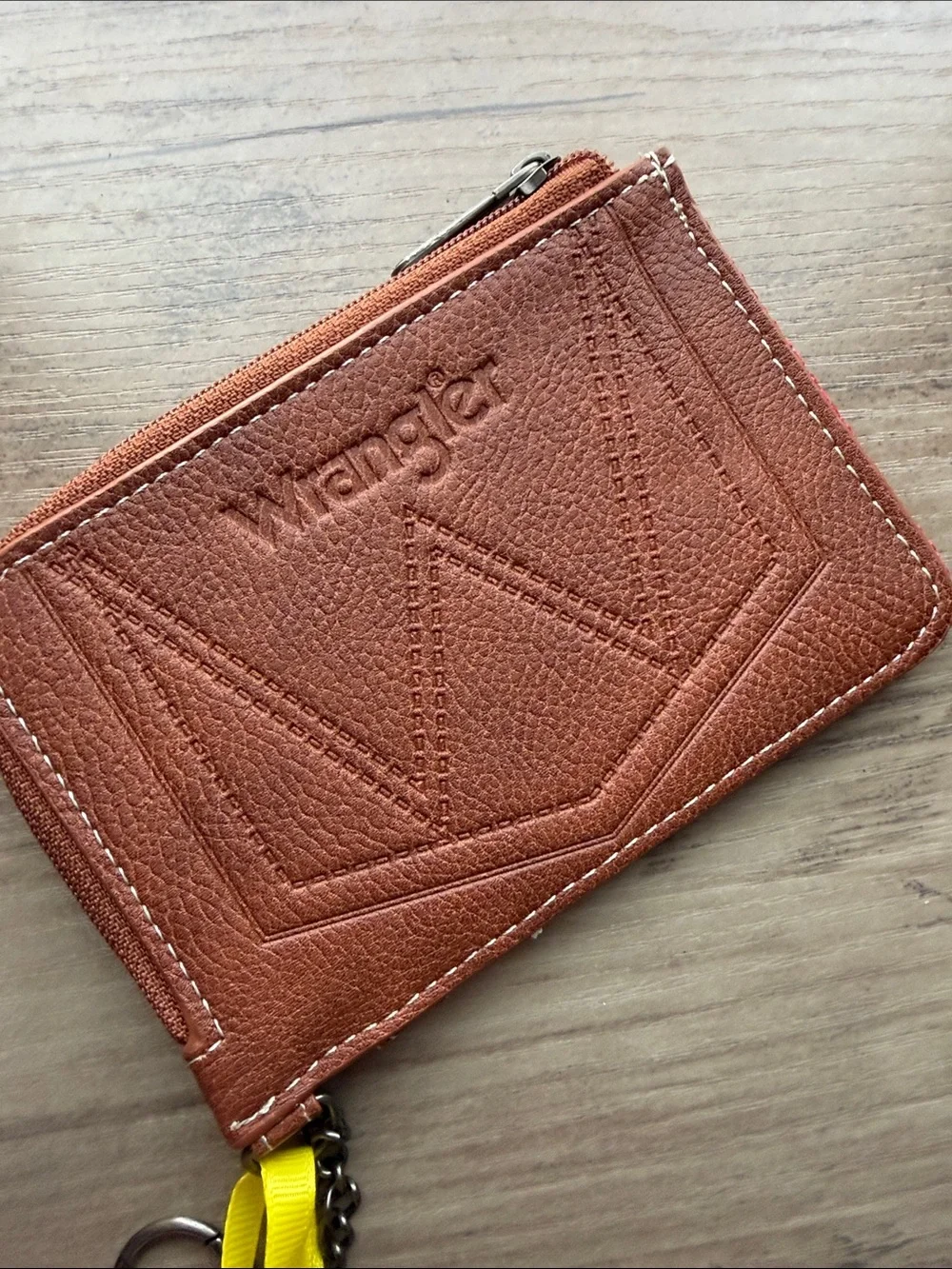 NWT Wrangler Red and Brown Southwestern Mini Zip Card Wallet